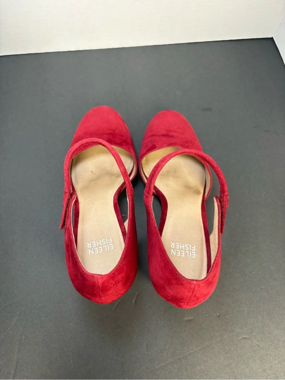 Mary Jane Block Heel Pumps in Burgundy red Suede 3 inch heel Size 8